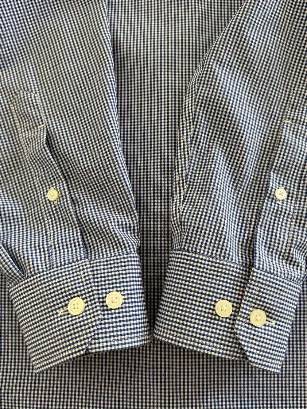Banana Republic No-Iron Regular Fit Blue & White Check Mens Cotton Dress Shirt M